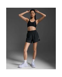 2XU Womens Aero Hi-Rise 4 Inch Shorts Laufshort - black/silver reflective
