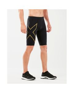 2XU Mens Light Speed Compression Shorts black/gold reflective