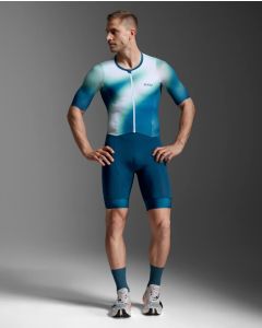 2XU Mens Aero Hex Sleeved Trisuit - jelly mint/majol