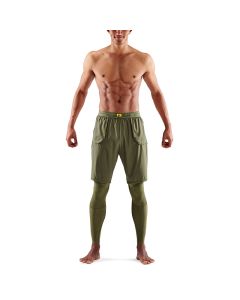 Skins Mens 5-Series Superpose Long Tights (khaki)