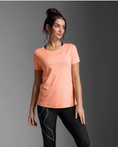 2XU Womens Light Speed Tech Tee - digital peach/white reflective